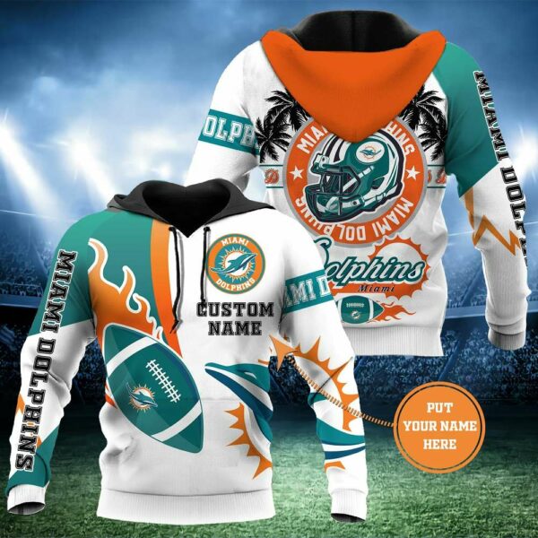 Miami Dolphins NFL Hoodie Custom Name 3D All Over Print