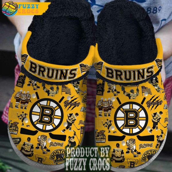 FuzzyCrocs Boston Bruins Crocs Fur Lined 1