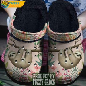 FuzzyCrocs Hanging Sloth Flower Crocs Fur Lined