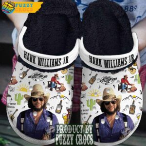 FuzzyCrocs Hank Williams Jr Music White Crocs With Fur