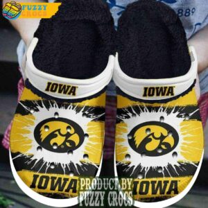 FuzzyCrocs Iowa Hawkeyes Logo Crocs With Fur Inside