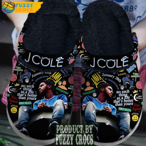 J Cole Rapper Fur Lined Crocs