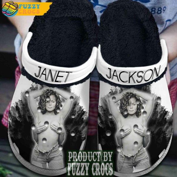 FuzzyCrocs Janet Jackson Music White Crocs With Fur
