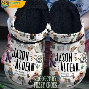 FuzzyCrocs Jason Aldean White Crocs With Fur