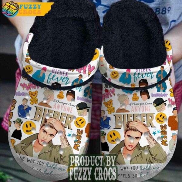 FuzzyCrocs Justin Bieber Singer White Crocs With Fur