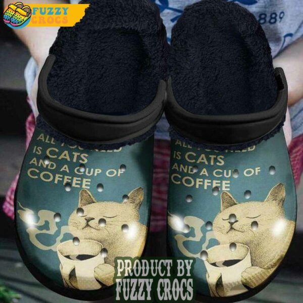 FuzzyCrocs Personalized Cats Coffee Crocs Fur