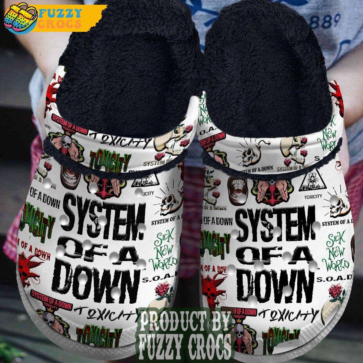 FuzzyCrocs System Of A Down Music Crocs Fur Lined