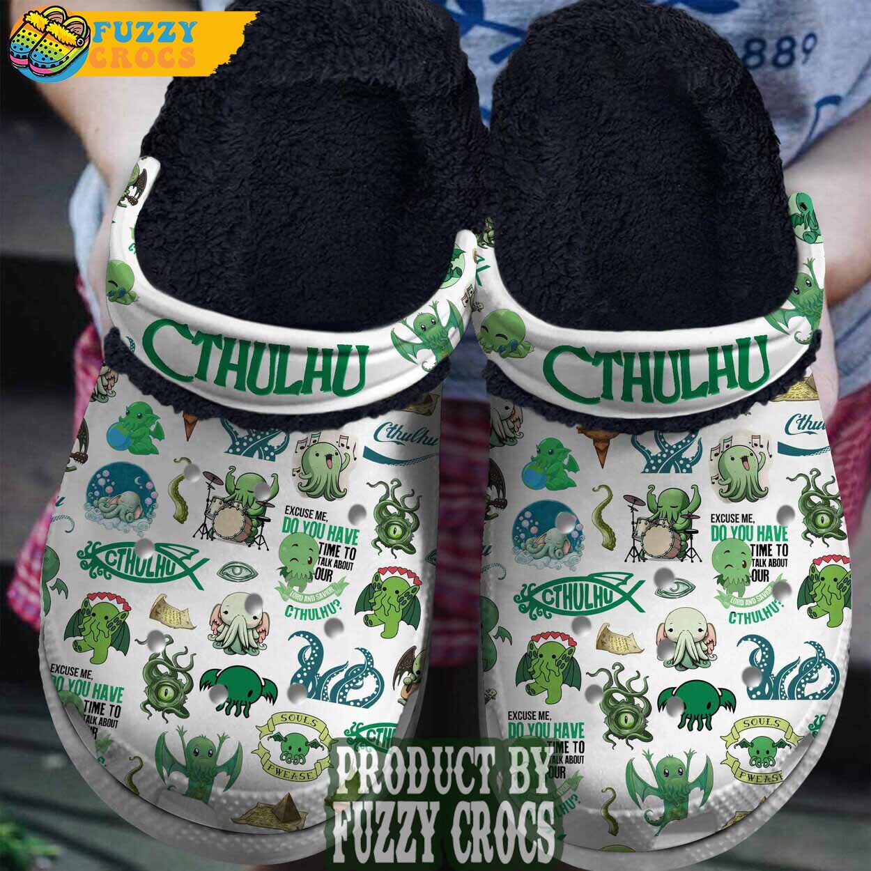 FuzzyCrocs Cthulhu Cartoon Fleece Lined Crocs