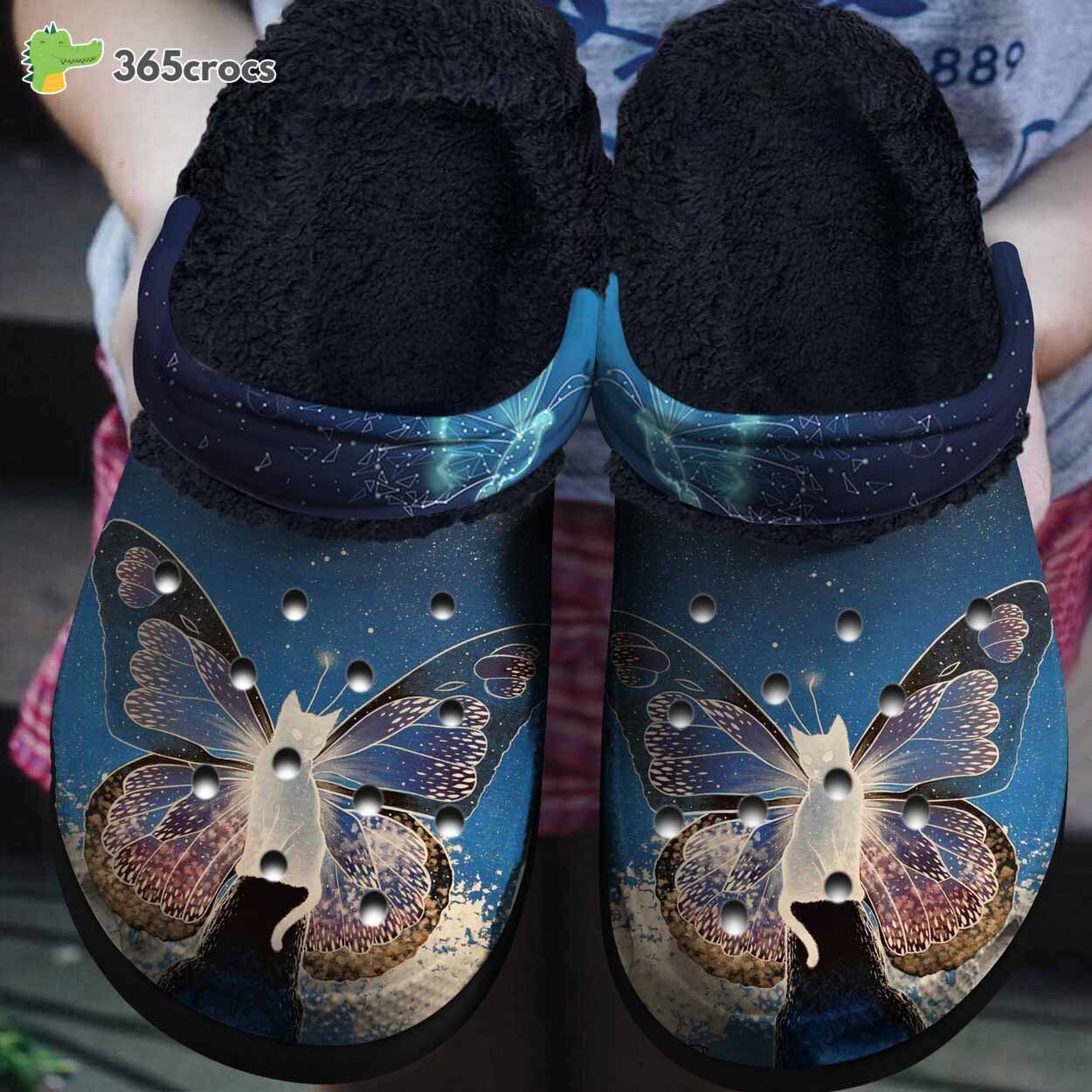 FuzzyCrocs Custom Miracle Butterfly Cat Crocs With Fur