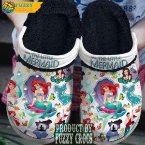 FuzzyCrocs Disney The Little Mermaid White Crocs With Fur