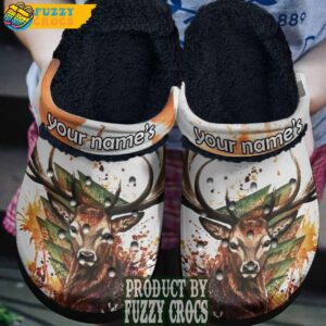 FuzzyCrocs Face Deer Painting Crocs Fur