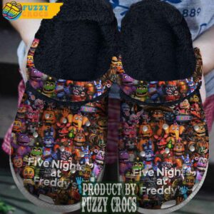 FuzzyCrocs Five Night At Freddy Black Crocs With Fur
