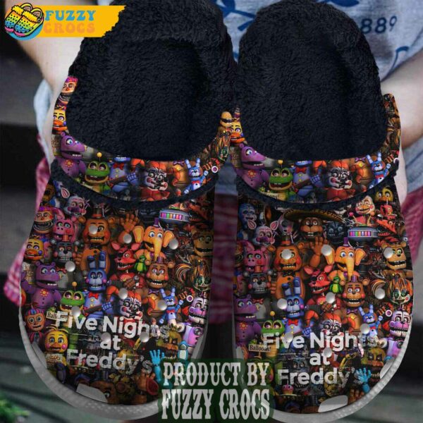 FuzzyCrocs Five Night At Freddy Black Crocs With Fur