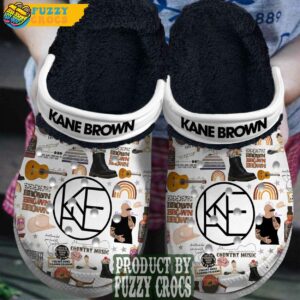 FuzzyCrocs Kane Brown Music White Crocs With Fur