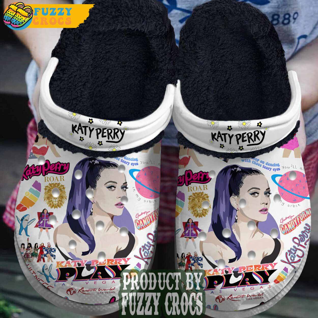 FuzzyCrocs Katy Perry Singer Music Crocs With Fur