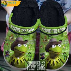 FuzzyCrocs Kermit Frog Cartoon Crocs Fur