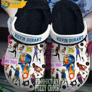 FuzzyCrocs Kevin Durant NBA White Crocs With Fur