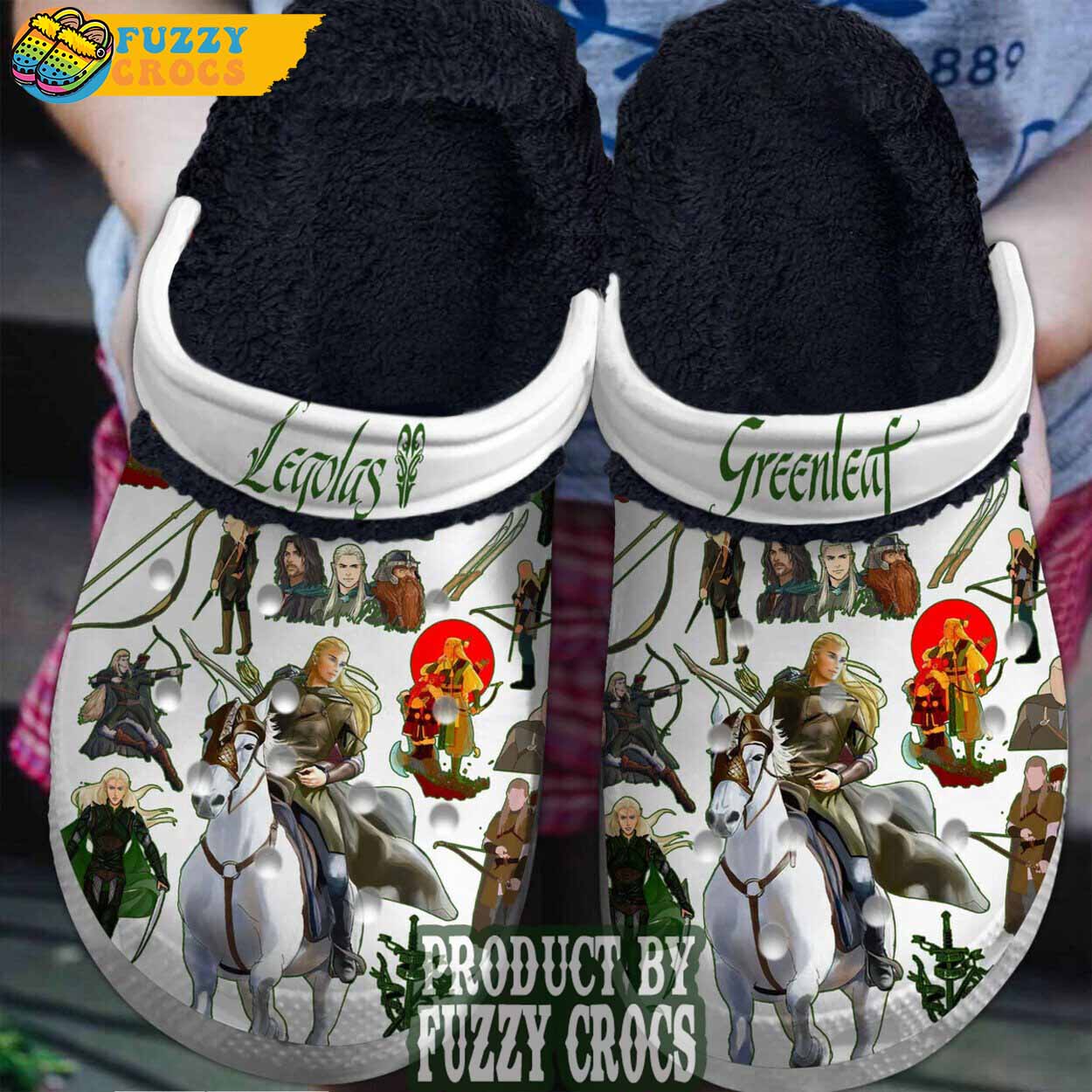 FuzzyCrocs Legolas Lord Of The Rings Movie White Crocs With Fur