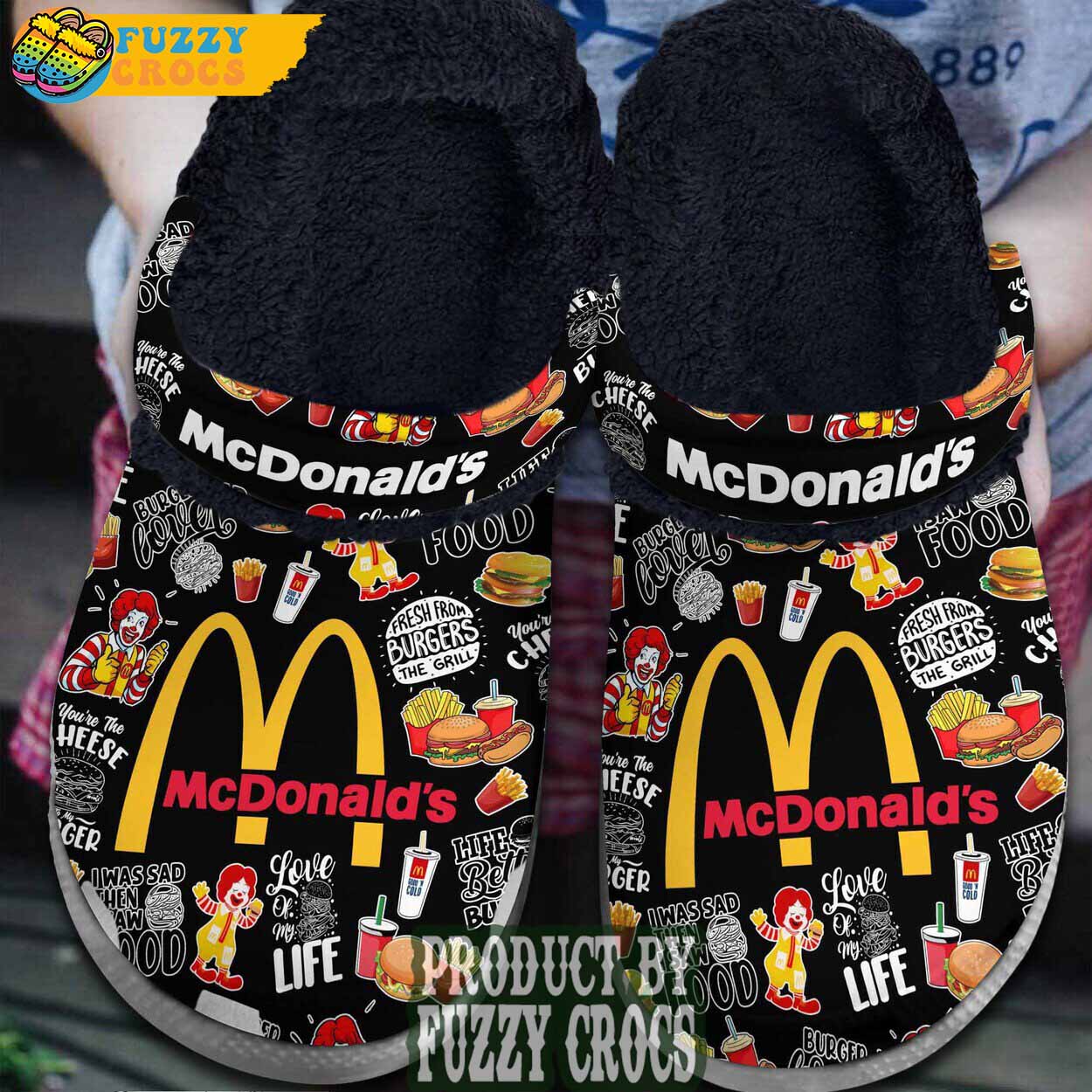 FuzzyCrocs Mcdonald's Fast Food Fleece Lined Crocs