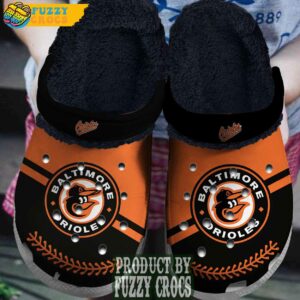 FuzzyCrocs Orioles BlackOrange Fleece Lined Crocs