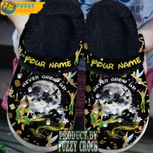 FuzzyCrocs Peter Pan And Tinker Bell Cartoon Crocs With Fur