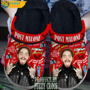 FuzzyCrocs Post Malone Red Fur Lined Crocs