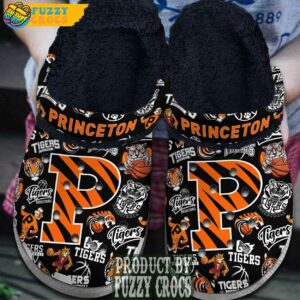 FuzzyCrocs Prince Inspired NCAA Tigers Black Crocs With Fur Inside