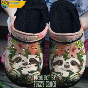 FuzzyCrocs Sloth Floral Fur Lined Crocs