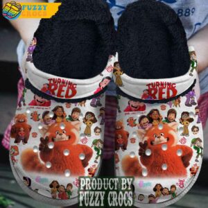 FuzzyCrocs Turning Red Cartoon Crocs With Fur Inside