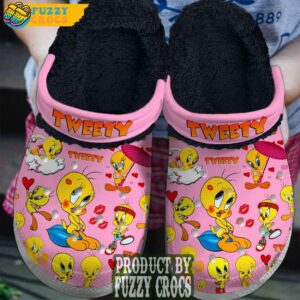 FuzzyCrocs Tweety Cartoon Fleece Lined Crocs