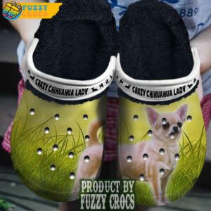 FuzzyCrocs Unleash Cute Crazy Chihuahua Lady Fur Lined Crocs