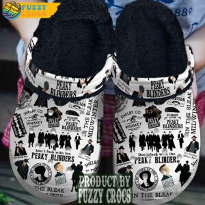 White FuzzyCrocs Peaky Blinders TV Series Crocs With Fur