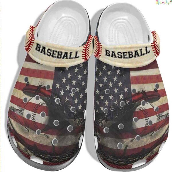 American Flag Baseball Crocs Crocband Clog Shoes 2.jpg