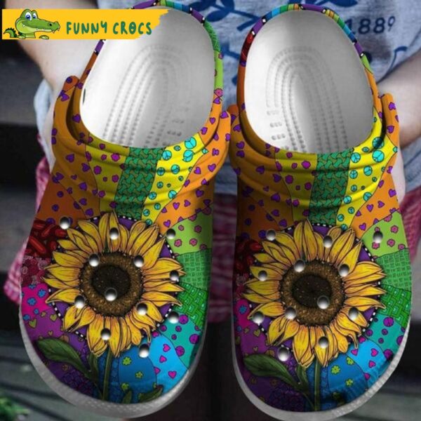 Be Sunshine Like Sunflower Hippie Colorful Floral Crocs.jpg