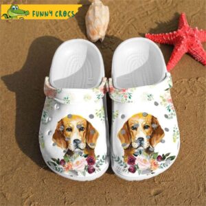 Beagle Dog Art With Bloom Flowers Birthday Crocs.jpg