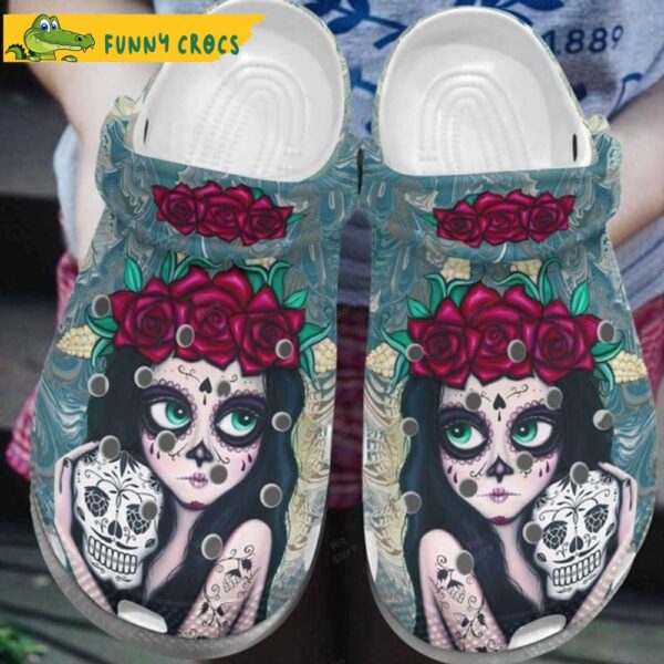 Beautiful Girl Flower Sugar Skull Floral Crocs.jpg