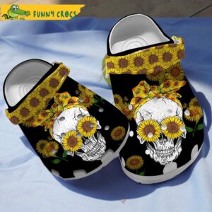 Beautiful Sunflower Skull Crocs Slippers 1.jpg