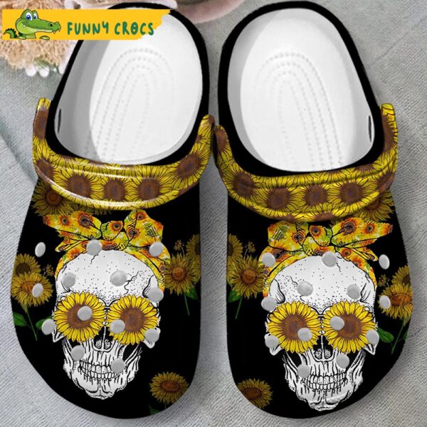 Beautiful Sunflower Skull Crocs Slippers 3.jpg