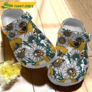 Bee Happy Flowers Pattern Floral Crocs.jpg