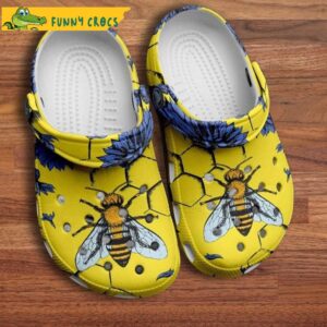 Bee Sunflower Blue Floral Crocs.jpg