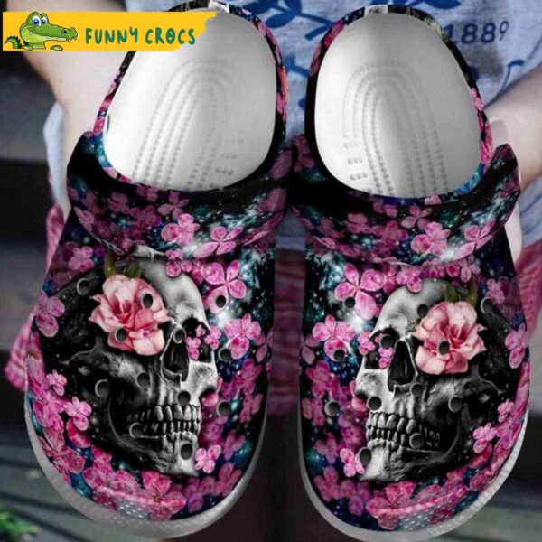 Blooming Skull Halloween Style Floral Galaxy Crocs.jpg