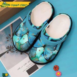 Blue Butterfly Funny Crocs Slippers.jpg