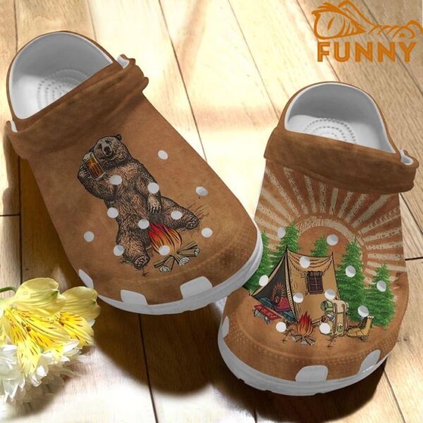 Camping Brown Bear Crocs Crocband Shoes.jpg