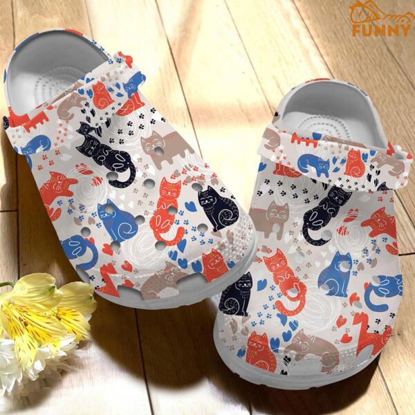 Cat Colorful White Crocs 1.jpg