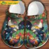 Chicken Rooster Nature Flower Crocs Clog Shoes.jpg