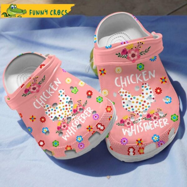 Chicken Whisperer Floral Pink Crocs Clog Shoes.jpg