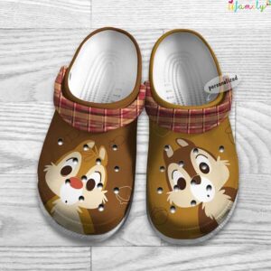 Chip And Dale Brown Red Checkered Pattern Disney Graphic Cartoon Crocs 1.jpg