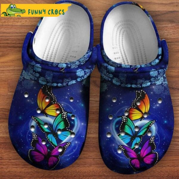 Colorful Butterflytrio Butterfly Clog Butterfly Magic Night Crocs Clog Shoes 1 1.jpg