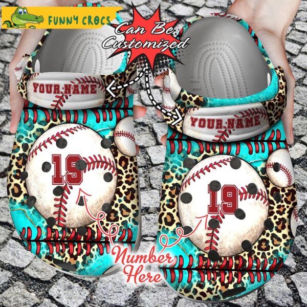 Custom And Number Leopard Baseball Crocs Clog Shoes 1.jpg