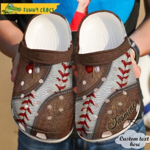 Custom Leather Baseball Funny Crocs Crocband 1.jpg